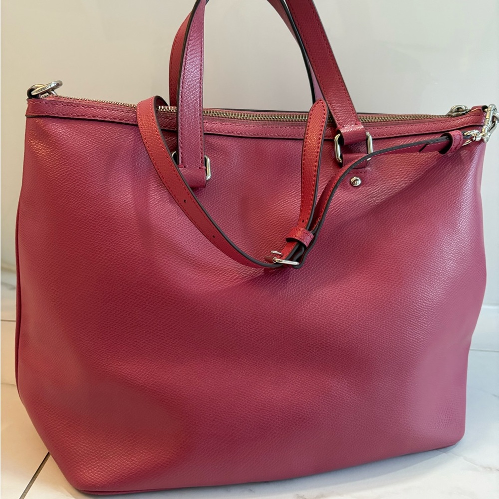 Coach Raspberry Leather Satchel - Picture 3 of 4